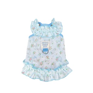 Vestido de Princesa de Algodón Floral Happy+Smile para Perros, Ropa Transpirable de Verano para Mascotas, Diseño con Mangas con Volantes, Azul Claro - Product Image 6