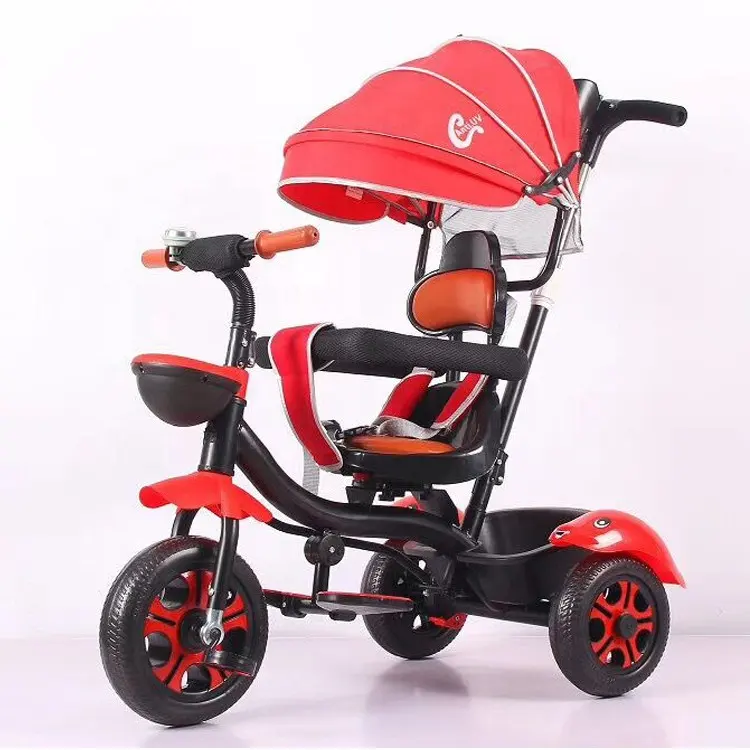 2019 heißer verkauf baby walker dreirad 4 in 1/kinder trike 4 in 1 dreirad fahrrad mit bremse/ neue baby dreirad kinderwagen mit baldachin