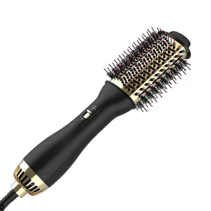 Professional Hairdressing Tool Manufacture One-handed Operation Volumizer Hot Air Brush Styler Infrared Blow Hair Brush Dryer