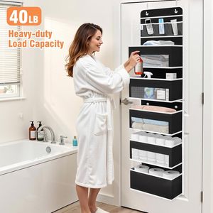 Organizador para colgar sobre la puerta con 6 estantes, almacenamiento colgante desmontable con 5 bolsillos grandes y 3 bolsillos de PVC para dormitorio, baño u oficina - Product Image 5