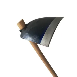 railway steel forged farm hoe jembe with wooden handle