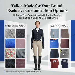 Vêtements d'équitation pour femmes, <span class=keywords><strong>pantalon</strong></span> d'équitation à taille haute, extensible dans quatre directions, silicone antidérapant, durable, avec poches - Product Image 4