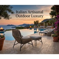 Fauteuil de salon confortable à dossier haut de style nordique avec repose-pieds, structure en alliage d'aluminium, ensemble moderne pour l'extérieur - Trois options de couleur, OEM disponible