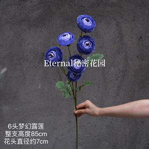 Flor de Loto Artificial Secret Garden, Rama Individual, Flor de Seda, Decoración para Bodas y Hogar, Rosa Champán, Rosa Intenso, Azul Cielo, Azul Rey - Product Image 4