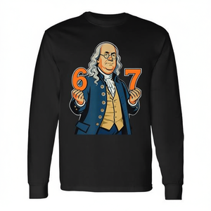 Camiseta de Manga Larga con Estampado Digital de Ben Franklin, Seis Siete 6 7, Historia Americana, Cuello Redondo, Unisex, para Adultos, Promocional - Product Image 2