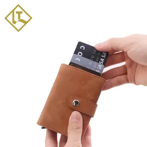 Various Styles Designer Retro Oil Waxy RFID Card Holder Mens Smart Crypto Card Genuine Minimalist Wallet Leather