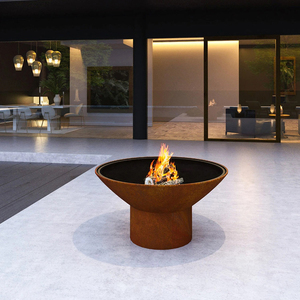 Gril de bois de chauffage extérieur de couleur rouille en acier résistant aux intempéries - Product Image 2