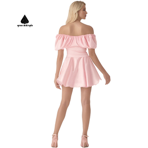 <span class=keywords><strong>Vestido</strong></span> Mini Elegante Casual de Verano para Mujer, Diseño Personalizado Green Dimple, con Mangas Cortas Abullonadas y Corte en A - Product Image 4