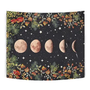 Free Sample Bohemian Psychedelic moon Tapestry Wall Hanging 3D Print Customized Frame