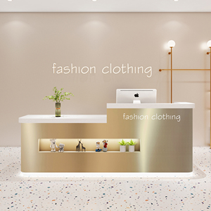 Table de réception en bois moderne en acier inoxydable pour bureau hôtel école améliore la réception bienvenue conseil en emploi 105 - Product Image 2