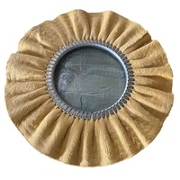 Roue de polissage ronde en tissu jaune avec centre métallique pour le polissage de l'acier inoxydable et la finition miroir des métaux