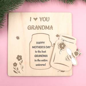 XCXCH1759 Meilleur <span class=keywords><strong>cadeau</strong></span> pour <span class=keywords><strong>grand</strong></span>-mère le jour <span class=keywords><strong>de</strong></span> la fête des mères Panneau en bois fait à la main «J'aime ma <span class=keywords><strong>grand</strong></span>-mère» - Product Image 4