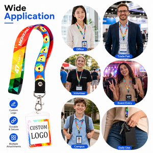 Custom Logo <b>Lanyard</b> Wholesale Colorful <b>Polyester</b> Strap With ID Card Holder Metal Clip For Exhibition Conference Event gift - Product Image 2