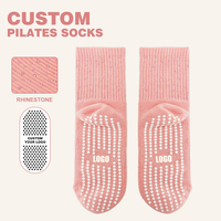Chaussettes de Pilates personnalisées avec logo, strass et paillettes, antidérapantes, haute qualité