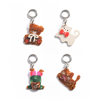 Porte-clés en acétate motif animal mignon, texture marbrée, ours, chat, breloque de sac vintage en acétate de cellulose pour femme, accessoires de sac Y2K