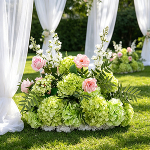 Décoration de mariage DKB, arrangement de fleurs de roses vertes de 50 cm pour allée centrale, décorations de mariage, fleurs pour allée centrale - Product Image 1