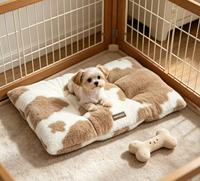 Coussin pour chien Yangyangpet Cream & Latte en velours côtelé, luxueux, carré, lavable, indestructible, amovible et résistant aux morsures
