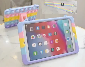 Satılık Fidget duyusal oyuncak stres silikon pop tablet Ipad kılıfı hava 1/2 ipad 5/6 9.7 "darbeye dayanıklı tablet kılıf çocuklar için