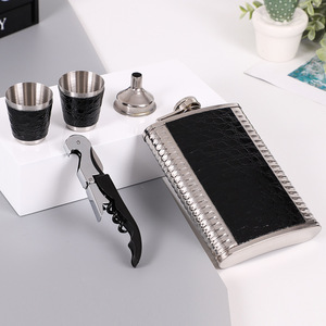 Nuova Fiaschetta in Acciaio Inox Rivestita in Pelle da 9 oz, Bottiglia Portatile per Vino, Set Regalo per Uomo, per Liquori - Product Image 3