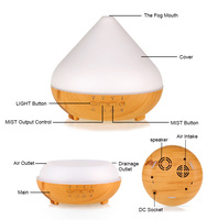 Couvercle blanc grain de bois base lampe à led électrique parfum vapeur air frais parfum diffuseur d'huile