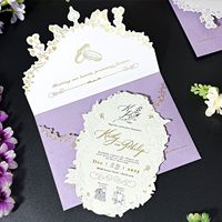 Cartes d'invitation de mariage de style européen, dorées à chaud, gaufrées, découpées, personnalisables
