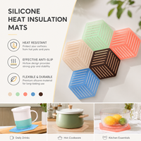 Ensemble de sous-verres en silicone écologiques résistants aux hautes températures, tapis isolant antidérapant pour tasses, usage domestique et cuisine