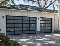 Porte de garage sectionnelle moderne en verre trempé dépoli 9x8 9x7 16x7, porte de garage électrique en plexiglas pour la maison