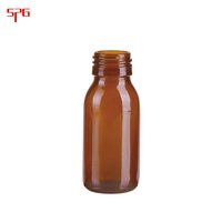 Bouteille en verre ambré de haute qualité de 60 ml, légère, vide, pour sirop, avec bouchons ROPP