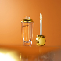 En stock : Tubes de brillant à lèvres personnalisés 8 ml avec bouchon boule dorée, flacon de brillant à lèvres, joli récipient pour huile à lèvres