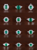Bague de Fête et de Mariage Tendance en Or 14k/18k Personnalisée avec Pierres Précieuses de Laboratoire 1-5 carats Serties à Griffes : Émeraude Paraiba, Rubis Bleu Royal et Rubis Sang de Pigeon