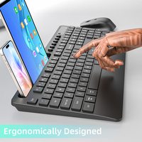 2.4G Ergonomisch Draadloos Computertoetsenbord met Telefoon/Tablet Houder, Kantoor Toetsenbord met Polsteun, Stil Toetsenbord en Muis