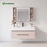 Meuble-lavabo de salle de bain avec lavabo, miroir intelligent, meuble mural de salle de bain, meuble-lavabo sur mesure