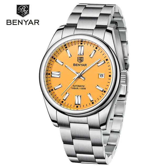 Benyar 5185 Top Brand 39mm Watches Automatic Watch Leisure 100m Waterproof For Men Mechanical Wristwatch Stainless Steel Clock