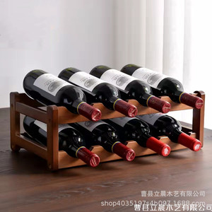 Range-bouteilles en bois massif, capacité 20-29 bouteilles, rangement domestique, étagère de présentation - Product Image 2
