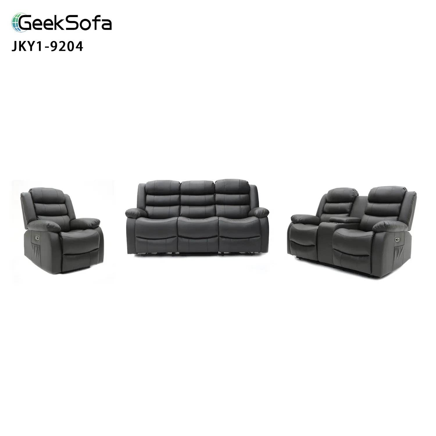 Geeksofa 3+2+1 moderner Air-Leather-Leistungs-Sofa-Satz mit Elektrischem Bewegungssessel und Konsole für Wohnzimmermöbel