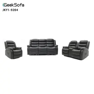 أريكة حديثة 3+2+1 من Geeksofa تعمل بالطاقة الكهربية مصنوعة من الجلد المرن مع وحدة تحكم وتدليك لأثاث غرف المعيشة