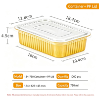Barquettes rectangulaires en aluminium lisse, jetables, écologiques, en PP de qualité alimentaire, pour la restauration hôtelière