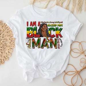 ฉันเป็นผู้นำที่ชาญฉลาดที่แข็งแกร่งยาเสพติดความสุขสีดำ DTF การพิมพ์ความร้อนรีดบนสติกเกอร์พร้อมที่จะกดเสื้อ - Product Image 6