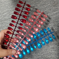 30 pièces de faux ongles préfabriqués de haute qualité, forme amande, effet œil de chat, à presser, tailles XS/S/M, avec perles de verre colorées, fournisseur en gros