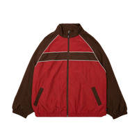 Veste coupe-vent légère et ample pour femme, style rétro, avec blocs de couleur, fermeture éclair et col montant
