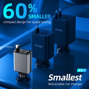 Pd 78w 고속 충전 4 in 1 개폐식 USB 자동차 충전기 유형 C 어댑터 휴대 전화 USB 케이블이있는 자동차 충전기 - Product Image 4