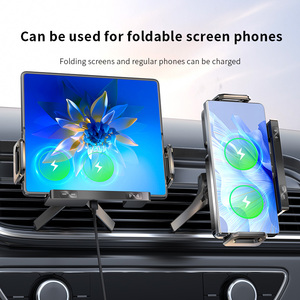 Produits gagnants Dropshipping Universal Dual Coils 15W Car Wireless Charging Pad Bracket for Folding Screen Phone Electric Arm - Product Image 5