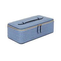 Étui de voyage léger pour bijoux, en cuir de crocodile gaufré, doublure en velours, fermeture éclair, logo personnalisé fait main, luxe, tendance, marque Mount Yanzhi