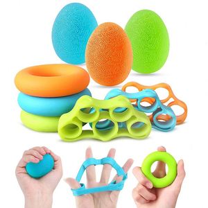Silicone Grip Ring Grip Strengthener Five-finger Trainer Rehabilitation <b>Massage</b> Grip <b>Ball</b> Egg <b>Ball</b> Fitness Equipment Set Model - Product Image 1