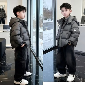 Veste d'hiver pour adolescents, coupe-vent à <span class=keywords><strong>capuche</strong></span> amovible sans lavage, fermeture éclair, épaisse et chaude, rembourrée en coton, pour enfants plus âgés - Product Image 6