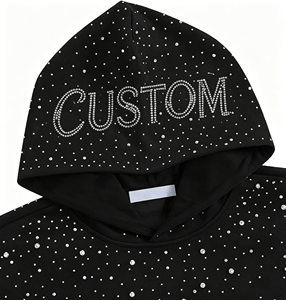 Sweat à capuche personnalisé avec logo en strass pour homme, coupe oversize, style streetwear, luxe Y2K, sweat-shirt diamanté, fabricant ODM OEM - Product Image 2