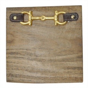 Tabla de cortar de madera, diseño de broca de caballo dorado, tabla de cortar ecológica, accesorios de cocina, bloque de corte de carne de carnicero decorativo - Product Image 1