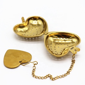 Colador de té de acero inoxidable chapado en oro, corazón, filtro de té, corazón Infusor de té - Product Image 2