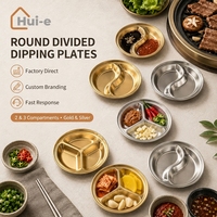 304 RVS gedeelde schaaltjes met dubbele/drievoudige compartimenten, Koreaanse stijl dipschaaltjes, barbecue/warme gerechten borden