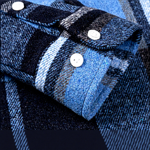 Camisa Casual <span class=keywords><strong>de</strong></span> Invierno para Hombre, 100% Algodón, Tejido a Cuadros, Antibolitas, Corte Holgado, <span class=keywords><strong>Peso</strong></span> <span class=keywords><strong>de</strong></span> Tela 220g, Estilo Coreano, Manga Larga, Talla XXXL - Product Image 4